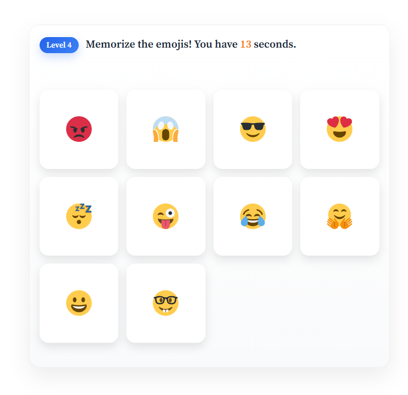 Interactive memory challenge