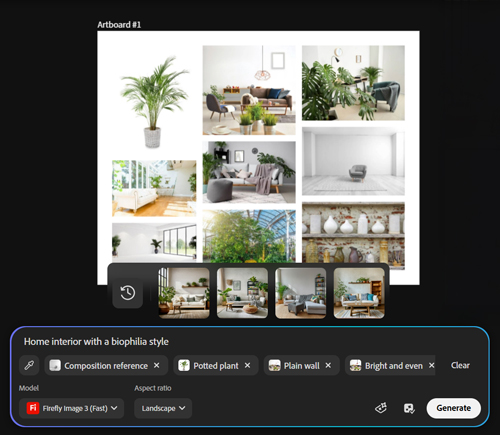 Adobe Boards Firefly. Adobe prompting + sampling