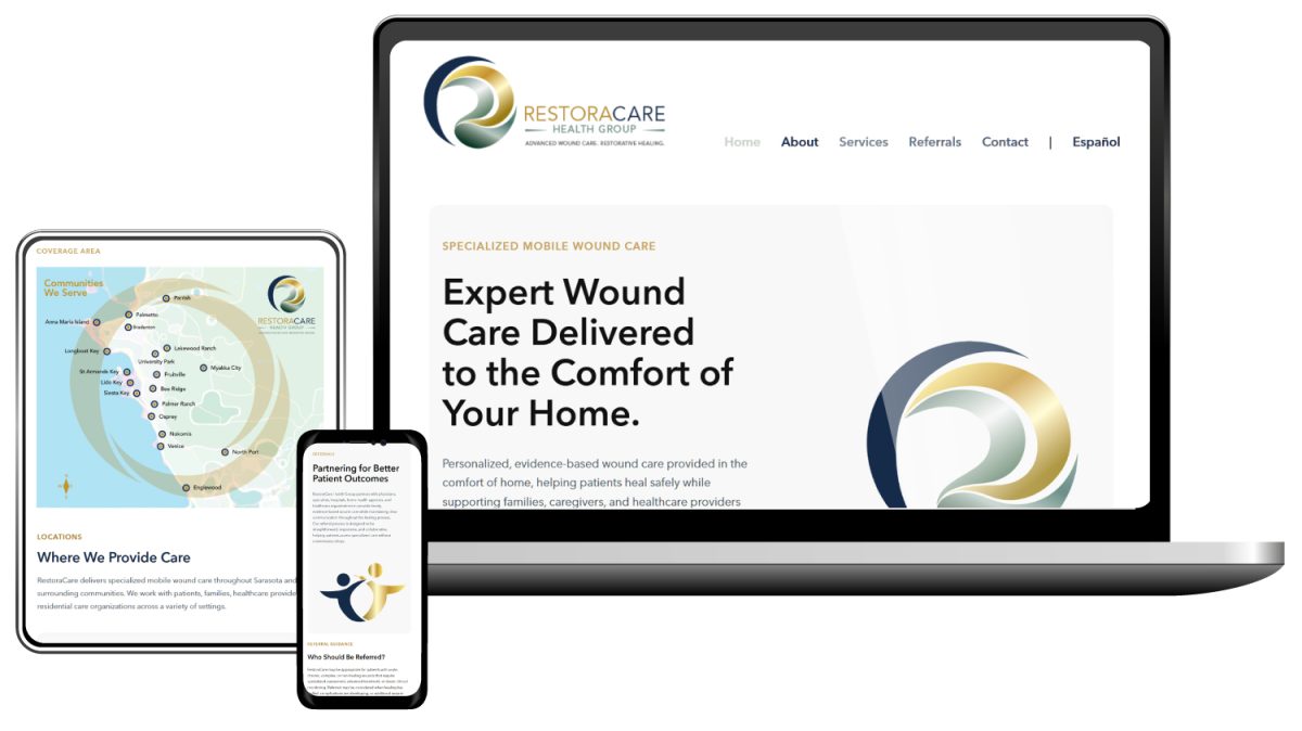 RestoraCare website Mockup on devices