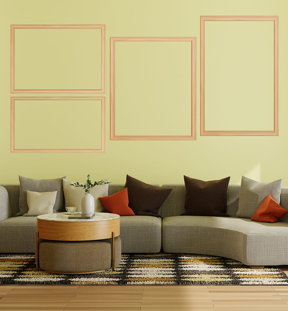 Example of a Wall art display with empty frames